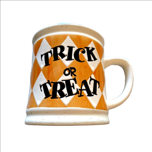 Orange And Black Trick Or Treat Ceramic Mug